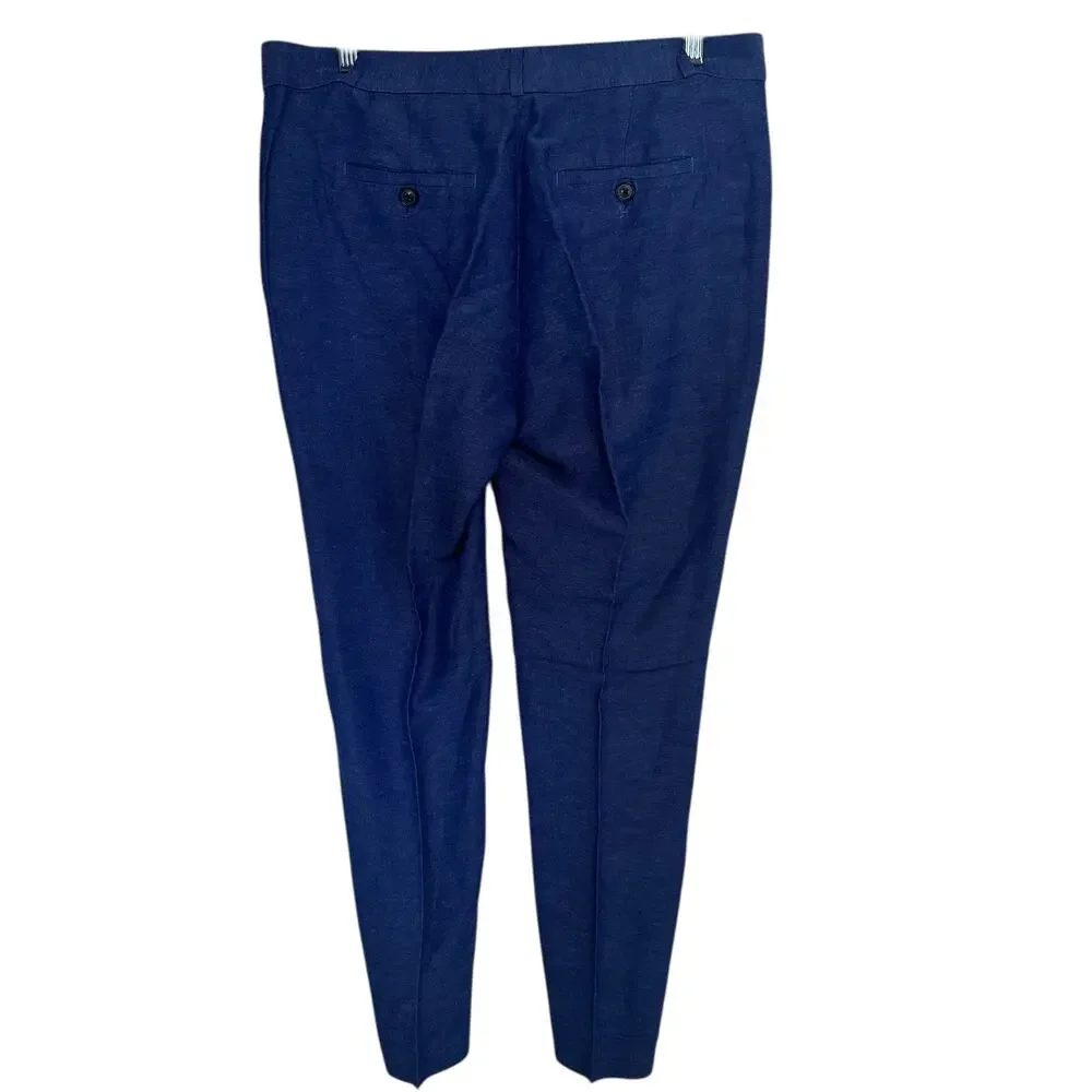 Banana Republic Avery Pants Womens Sz 8L Blue Linen Blend Trousers 8 Long Tall